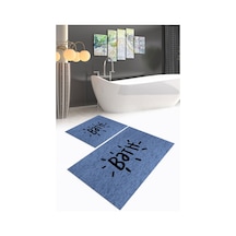 Buççin Online Mağaza Dijital Baskılı Kaymaz Yıkanabilir Bath İkili Banyo Takımı Klozet Takımı Polyester Mavi Çok Renkli