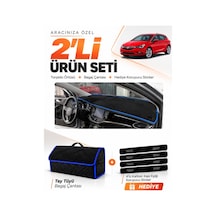 E-biz Opel Astra K 2015-2021 Uyumlu Torpido Örtüsü + Tay Tüyü Bagaj Çantası - Siyah-mavi - Op005