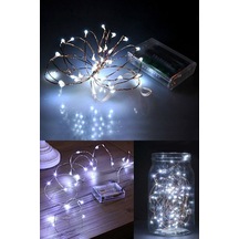 10mt Peri Beyaz 100 Led Pilli Noel Parti Yılbaşı Ağaç Dekor Aydınlatma Lamba Animasyonlu Süsleme