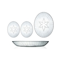 Decocia 3 Adet Oval Cam Salata Sunum Tabak Takımı Vega Desenli
