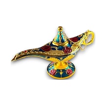 Aladdin Sihirli Lambası Mineli Renkli İşlemeli Dekoratif Biblo Alaattin Metal Çelik 22x11 CM 728357812