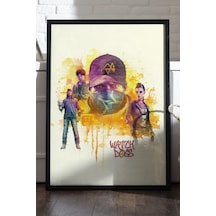 Watch Dogs Siyah Ahşap Çerçeveli Poster, Dekoratif Oyun Duvar Tablosu