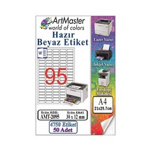 A4 Hazır Beyaz Etiket 30x12mm 50 Sayfa 1 Paket 95 Li Yapışkanlı Fotokopi Lazer İnkjet Kağıdı Yazıcılar İçin Uyumlu