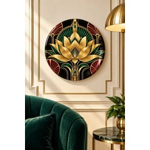 Dekoratif Duvar Tabağı Siyah Altın Art Deco Dekorlu Seramik Tabak Metalik