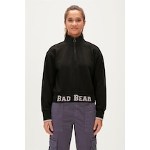 Bad Bear 23.04.12.004 Zoe Half-zıp Sweatshırt Kadın Yazılı Fermuarlı Sweatshirt Nıght