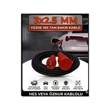 Evde Araç Şarjı Uyumlu 10 Metre 3x2.5 Mm Ttr Tam Bakır Hes Veya Öznur Kablolu Halojen Free Fişli Uzatma Seyyar Tüm Araçlar İçin Uyumlu - 878118991