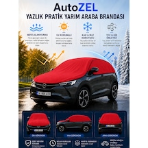 Hyundai Accent Blue Uyumlu Yazlık Pratik Yarım Araba Brandası Uv Korumalı Nefes Alan Kumaş Kırmızı