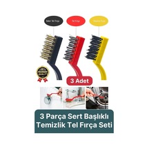 Çok Amaçlı Bakır Naylon Yağ Çıkarma Aspiratör Ocak Lavabo Fırın Detaylı Temizlik Tel Fırça 3 Parça