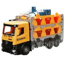 Maxx Wheels Sürtmeli Taşıyıcı Kamyon Fırlatıcılı Araçlı Açılıp Kapanabilen Taşıyıcı Tır Sarı
