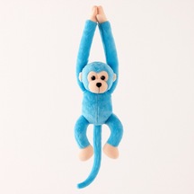 30 Cm Orta Boy Peluş Sesli Maymun Mavi