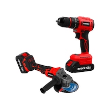 Rodex RDX3002 A.k 2'li Makine Seti 20V 2x4.0AH Li-Ion Darbeli Matkap 45NM + Avuç Taşlama 125MM
