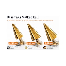 Senbang Basamaklı Matkap Ucu 4 39 / 4 45 / 4 52 Mm Titanyum Kaplama Çelik & Metal Delme