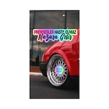 Hologram Prensesler Hasta Olmaz, Nazara Gelir Yazı Jdm Araba-motosiklet Cam Etiket Sticker