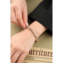 Çildan Womens Gold Özel Tasarım Mavi Taşlı Göz Ve Damla Detaylı K Altın - Gümüş - Rose