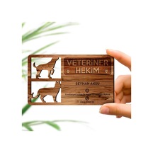 Kişiye Özel Mesleki veteriner Hekim Ahşap Kartvizit (Model 2-8) 5