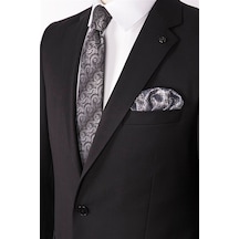 Erkek Regular Fit Mono Yaka Siyah Takım Elbise-129-siyah