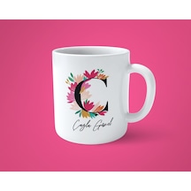 Renkli Çiçekli Ç Harfli Kişiye Özel İsimli Baskılı Kupa Bardak