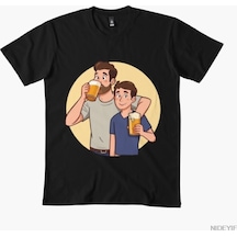Flood Of Style Baba Gibi Oğul Gibi Erkek Kadın T-shirt %100 Pamuklu Tişörtler Kısa Kollu Üstler 1231-3 Siyah