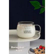 Porsima 2088 Borosilikat Isıya Ateşe Dayanıklı Cam Kulplu Çay Bardağı Kahve Bardak Kupa Şeffaf 400 Ml Şeffaf