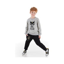 Denokids Cesur Erkek Çocuk Eşofman Takımı - Gri - Siyah