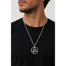 Linkin Park Logo Tasarımlı Gümüş Renk Rock Müzik Kolyesi Hediye Çok renkli