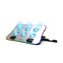 Inc-618gms 6 Fanlı Rgb Laptop Soğutucu Stand 9-17 2400 Rpm 10 Led Mod 5 Kademe Yükseklik Aya