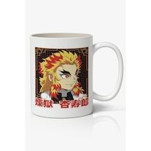 İblis Keser Kyojuro Rengoku Anime Beyaz Kupa Bardak Beyaz