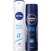 Nivea Fresh Natural Kadın Sprey Deodorant 150 ML+ Men Fresh Active Erkek Sprey Deodorant 150 ML