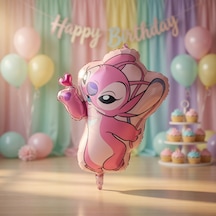 Stitch Angel Folyo Balon 70x110 Cm Parti Doğum Günü Dekorasyon Balonu Büyük Boy Çok Renkli