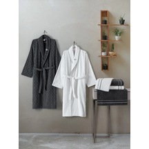 Cotton Box Masculıne Carlos Aile Bornozseti Carlos Beyaz-antrasit Antrasit