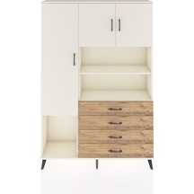 Arges Dolap 7 Raflı 4 Çekmeceli 3 Kapaklı 132x30x195 Aytaşı-aytaşı/çam Aytası/atlas Çam