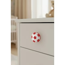 Futbol Topu Çocuk Odası Mobilya Kulbu - Polyester - Tek Vidalı Dolap ve Çekmece Kulpu Kırmızı-beyaz