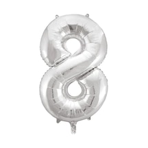 1 Adet 34 İnç 85 Cm Gümüş Folyo Balon Helyum Balon 8 Yaş Balonu 8 Rakam Balon GÜMÜŞ