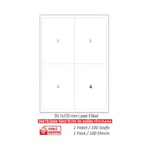 A1 Etiket 2004 Ebat Lazer Etiket A4 Sayfada 4 Etiket 99.1 x 139 MM