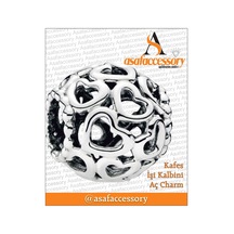 Kafes İşi Kalbini Aç Charm Gümüş Kaplamadır