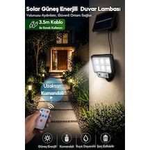 Technosmart 72 Cob Led Solar Ve Usb Şarjlı Sensörlü Kumandalı Split Duvar Lambası 3,5 M Kablolu Ip65