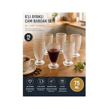 6 Lı Ayaklı Meşrubat Bardağı Seti Şık Çizgili Cam, Su Ve İçecek Sunum Bardağı Beyaz