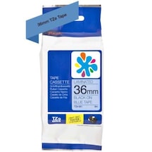 Brother Tze-561 Mavi Üzerine Siyah Laminasyonlu Uyumlu Etiket 36mm X 8m Mavi