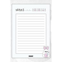A5 Tavşan Bloknot Çizgili Defter - 50 Yaprak - Memopad - Notepad - Not Defteri - Not Kağıdı Mavi Mavi