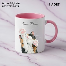 Siyah Kedi Baskılı Kişiye Özel İsimli Hediyelik Kupa Bardak-kedi Sevenler İçin Özel Hediye Pembe