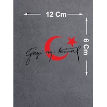 Ay Yıldız Ve Gazi Mustafa Kemal İmza Sticker - Araba Oto Motosiklet Karavan Sticker - 00006 12X6 Cm