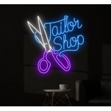 Twins Led Tailor Shop Yazılı Ve Şekilli Neon Tabela Mavi Model:model:66623366