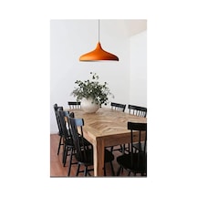 Retro Rustik Metal Sarkıt Turuncu Avize 35 Cm Çap Siyah