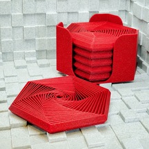 3d Baskı Super Fidget Coaster Seti - Altıgen Desenli Bardak Altlığı Ve Tutucu-kırmızı Diğer