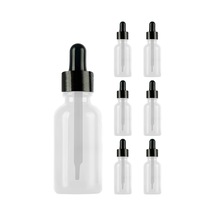Afracam Şeffaf 50 Ml Kapaklı Dropper Damlalık Cam Şişe 6 Adet Siyah