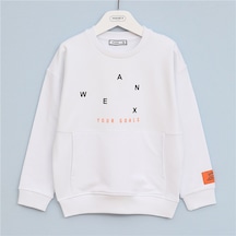 Wanex Erkek Çocuk Uzun Kol Kalın Sweat - 16491 Beyaz