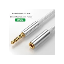 3.5mm Jack Aux Kablosu Ses Uzatma Kablosu Kulaklıklar Hoparlör Genişletici Silver 1.5m Diğer