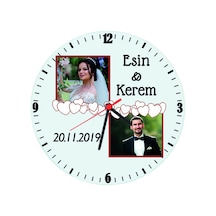 Evlilik Yıldönümü Hediyesi Cam Duvar Saati - Isimli Ve Fotoğraflı