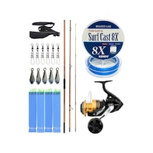 Yekoutdoor Profesyonel Olta Seti Okuma Trio Rex Surf 450cm 120-250 Gr 3 Parça Surf Kamışı&shimano Makina Socorro 6000 Sw