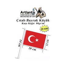 Çıtalı Bayrak Kağıt 20x12 Cm 10 Adet Ay Yıldızlı Türk Bayrağı Çıtalı Sopalı Küçük Bayrak Plastik Çubuklu Bayrak